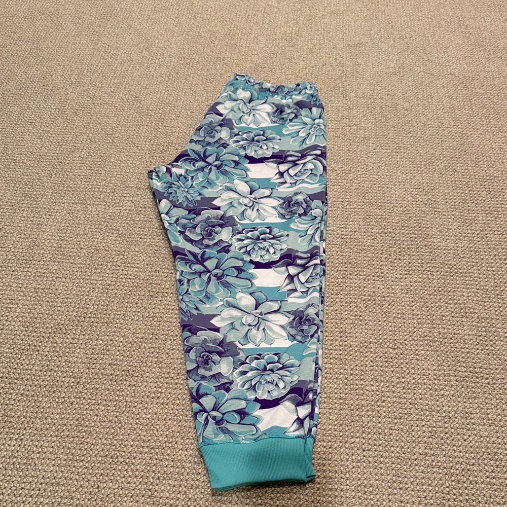 LuLaRoe Teal and White Joggers